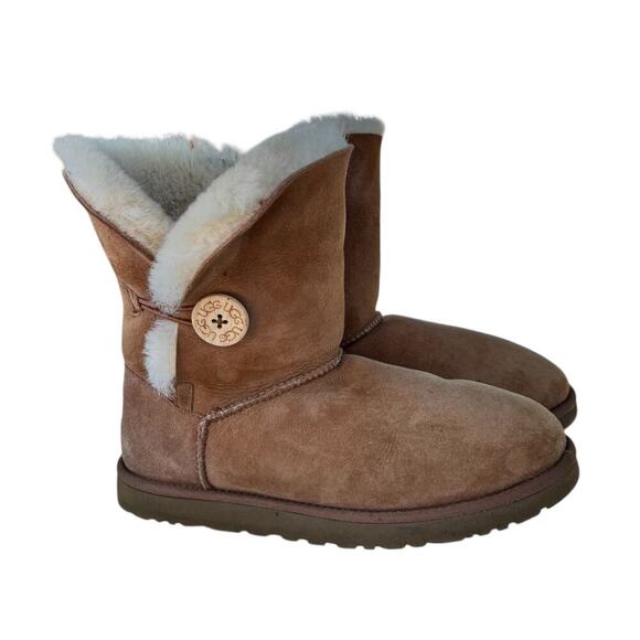 UGG Australia Bailey Button II Shearling Boots Size 9 Chestnut Brown - Picture 13 of 16